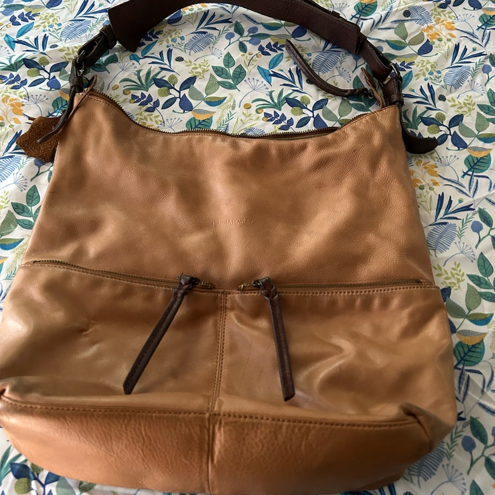 Brown and Tan Leather Handbag